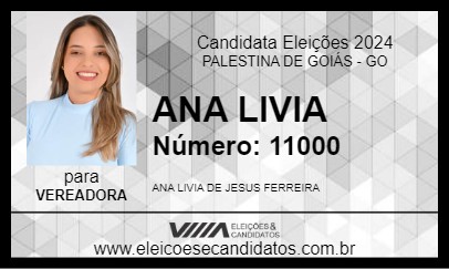 Candidato ANA LIVIA 2024 - PALESTINA DE GOIÁS - Eleições