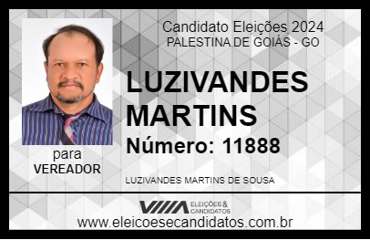 Candidato LUZIVANDES MARTINS 2024 - PALESTINA DE GOIÁS - Eleições