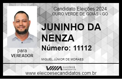 Candidato JUNINHO DA NENZA 2024 - OURO VERDE DE GOIÁS - Eleições