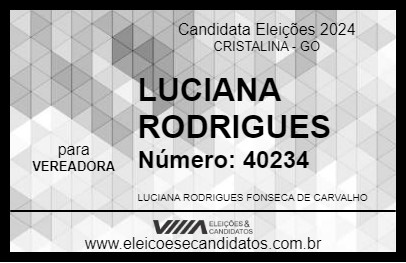 Candidato LUCIANA RODRIGUES 2024 - CRISTALINA - Eleições