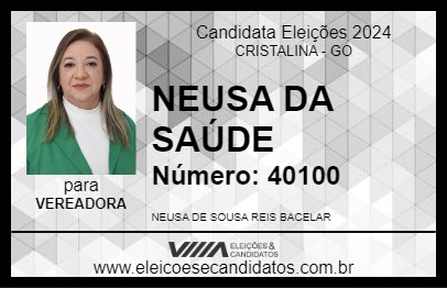 Candidato NEUSA DA SAÚDE 2024 - CRISTALINA - Eleições