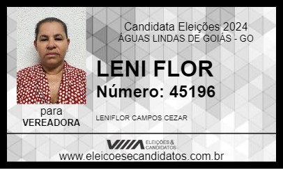 Candidato LENI FLOR 2024 - ÁGUAS LINDAS DE GOIÁS - Eleições