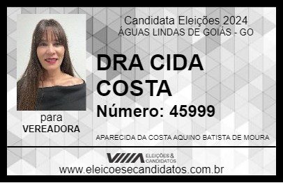 Candidato DRA CIDA COSTA 2024 - ÁGUAS LINDAS DE GOIÁS - Eleições