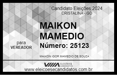 Candidato MAIKON MAMEDIO 2024 - CRISTALINA - Eleições