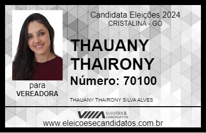 Candidato THAUANY THAIRONY 2024 - CRISTALINA - Eleições