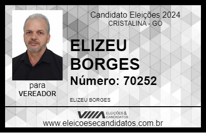 Candidato ELIZEU BORGES 2024 - CRISTALINA - Eleições