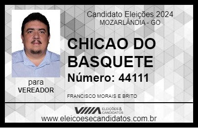 Candidato CHICAO DO BASQUETE 2024 - MOZARLÂNDIA - Eleições