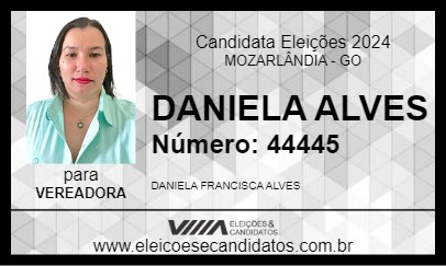 Candidato DANIELA ALVES 2024 - MOZARLÂNDIA - Eleições