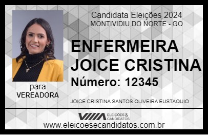 Candidato ENFERMEIRA JOICE CRISTINA 2024 - MONTIVIDIU DO NORTE - Eleições