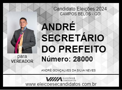 Candidato ANDRÉ GONÇALVES SECRETÁRIO 2024 - CAMPOS BELOS - Eleições