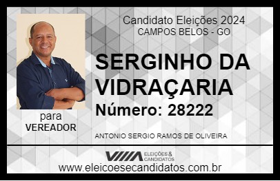 Candidato SERGINHO DA VIDRAÇARIA 2024 - CAMPOS BELOS - Eleições