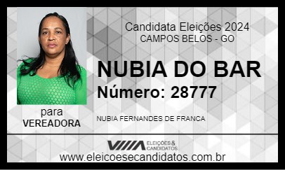 Candidato NUBIA DO BAR 2024 - CAMPOS BELOS - Eleições