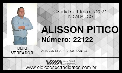 Candidato ALISSON PITICO 2024 - INDIARA - Eleições