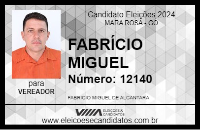 Candidato FABRÍCIO MIGUEL 2024 - MARA ROSA - Eleições