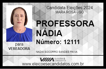 Candidato PROFESSORA NÁDIA 2024 - MARA ROSA - Eleições