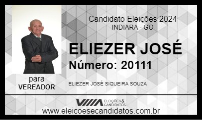 Candidato ELIEZER JOSÉ 2024 - INDIARA - Eleições