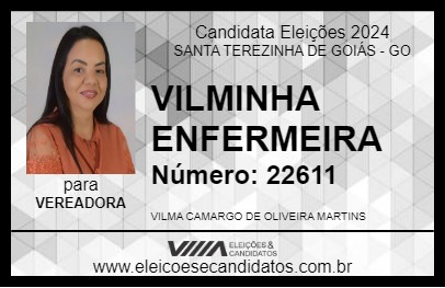 Candidato VILMINHA ENFERMEIRA 2024 - SANTA TEREZINHA DE GOIÁS - Eleições