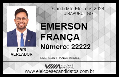 Candidato EMERSON FRANÇA 2024 - UIRAPURU - Eleições