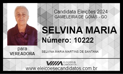 Candidato SELVINA MARIA 2024 - GAMELEIRA DE GOIÁS - Eleições