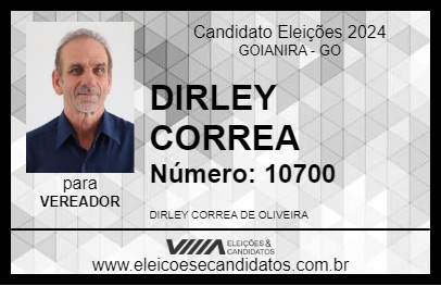 Candidato DIRLEY CORREA 2024 - GOIANIRA - Eleições