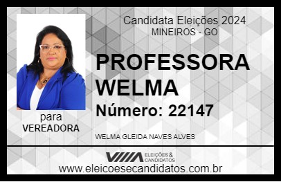 Candidato PROFESSORA WELMA 2024 - MINEIROS - Eleições