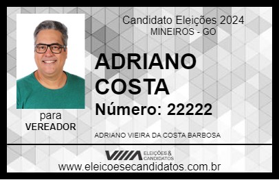 Candidato ADRIANO COSTA 2024 - MINEIROS - Eleições