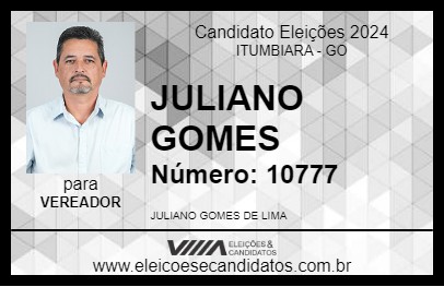 Candidato JULIANO GOMES 2024 - ITUMBIARA - Eleições