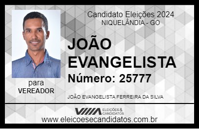 Candidato JOÃO EVANGELISTA 2024 - NIQUELÂNDIA - Eleições