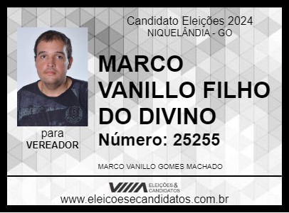 Candidato MARCO VANILLO FILHO DO DIVINO 2024 - NIQUELÂNDIA - Eleições