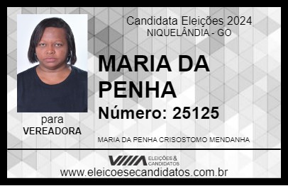 Candidato MARIA DA PENHA 2024 - NIQUELÂNDIA - Eleições