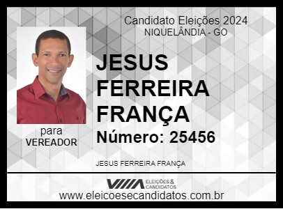 Candidato JESUS FERREIRA FRANÇA 2024 - NIQUELÂNDIA - Eleições