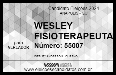 Candidato WESLEY FISIOTERAPEUTA 2024 - ANÁPOLIS - Eleições