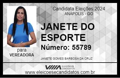 Candidato JANETE DO ESPORTE 2024 - ANÁPOLIS - Eleições