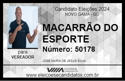 Candidato MACARRÃO DO ESPORTE 2024 - NOVO GAMA - Eleições