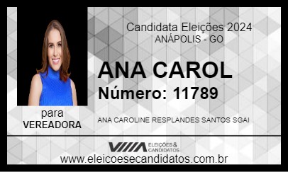 Candidato DRA CAROL SGAI 2024 - ANÁPOLIS - Eleições