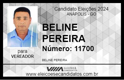 Candidato BELINE PEREIRA 2024 - ANÁPOLIS - Eleições