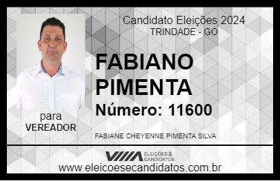 Candidato FABIANO PIMENTA 2024 - TRINDADE - Eleições