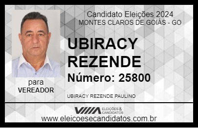 Candidato UBIRACY REZENDE 2024 - MONTES CLAROS DE GOIÁS - Eleições