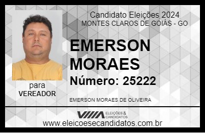 Candidato EMERSON MORAES 2024 - MONTES CLAROS DE GOIÁS - Eleições