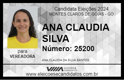 Candidato ANA CLAUDIA SILVA 2024 - MONTES CLAROS DE GOIÁS - Eleições