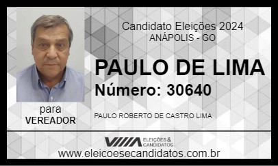 Candidato PAULO DE LIMA 2024 - ANÁPOLIS - Eleições