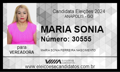 Candidato MARIA SONIA 2024 - ANÁPOLIS - Eleições