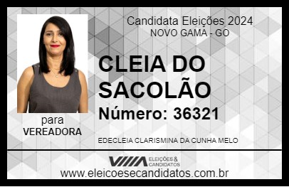 Candidato CLEIA DO SACOLÃO 2024 - NOVO GAMA - Eleições