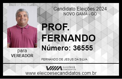 Candidato PROF. FERNANDO 2024 - NOVO GAMA - Eleições