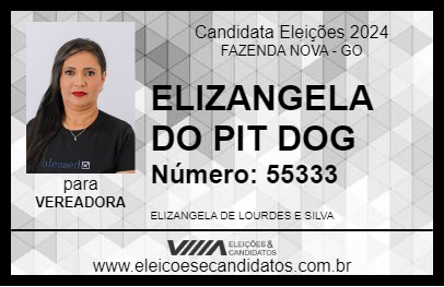 Candidato ELIZANGELA DO PIT DOG 2024 - FAZENDA NOVA - Eleições