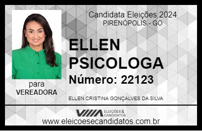 Candidato ELLEN PSICOLOGA 2024 - PIRENÓPOLIS - Eleições