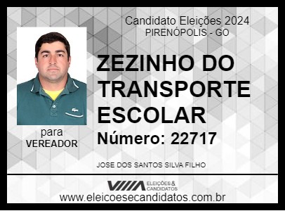 Candidato ZEZINHO DO TRANSPORTE ESCOLAR 2024 - PIRENÓPOLIS - Eleições