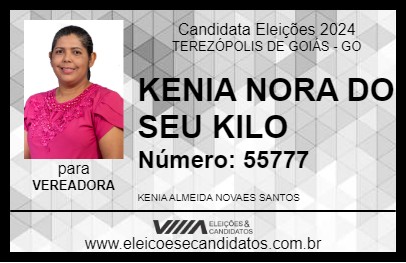 Candidato KENIA NORA DO SEU KILO 2024 - TEREZÓPOLIS DE GOIÁS - Eleições