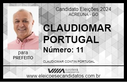 Candidato CLAUDIOMAR PORTUGAL 2024 - ACREÚNA - Eleições