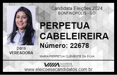 Candidato PERPETUA CABELEIREIRA 2024 - BONFINÓPOLIS - Eleições